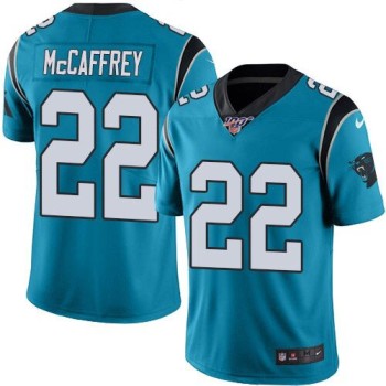 Men's Carolina Panthers #22 Christian McCaffrey Blue 2019 100th Season Vapor Untouchable Limited Stitched NFL Jersey Men's Carolina Panthers #22 Christian McCaffrey Blue 2019 100th Season Vapor Untouchable Limited Stitched NFL Jersey