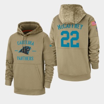 Men's Carolina Panthers #22 Christian McCaffrey Tan 2019 Salute to Service Sideline Therma Pullover Hoodie Men's Carolina Panthers #22 Christian McCaffrey Tan 2019 Salute to Service Sideline Therma Pullover Hoodie