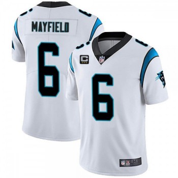 Men's Carolina Panthers #6 Baker Mayfield White With 3-star C Patch Vapor Untouchable Limited Stitched Jersey Men's Carolina Panthers #6 Baker Mayfield White With 3-star C Patch Vapor Untouchable Limited Stitched Jersey