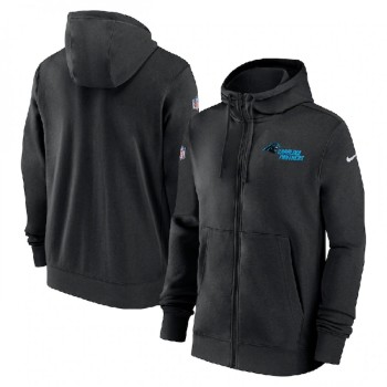 Men's Carolina Panthers Black Sideline Club Performance Full-Zip Hoodie Men's Carolina Panthers Black Sideline Club Performance Full-Zip Hoodie