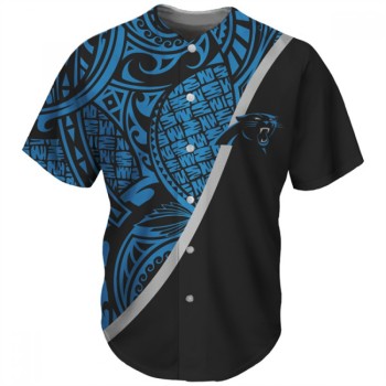 Men's Carolina Panthers Blue/Black Baseball Jersey Men's Carolina Panthers Blue/Black Baseball Jersey