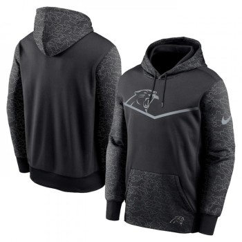 Men's Carolina Panthers Carolina Panthers Black Reflective Therma Hoodie Men's Carolina Panthers Carolina Panthers Black Reflective Therma Hoodie