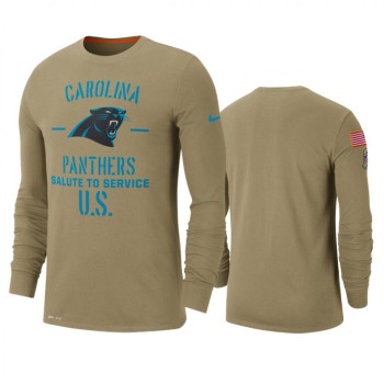 Men's Carolina Panthers Tan 2019 Salute to Service Sideline Performance Long Sleeve Shirt Men's Carolina Panthers Tan 2019 Salute to Service Sideline Performance Long Sleeve Shirt