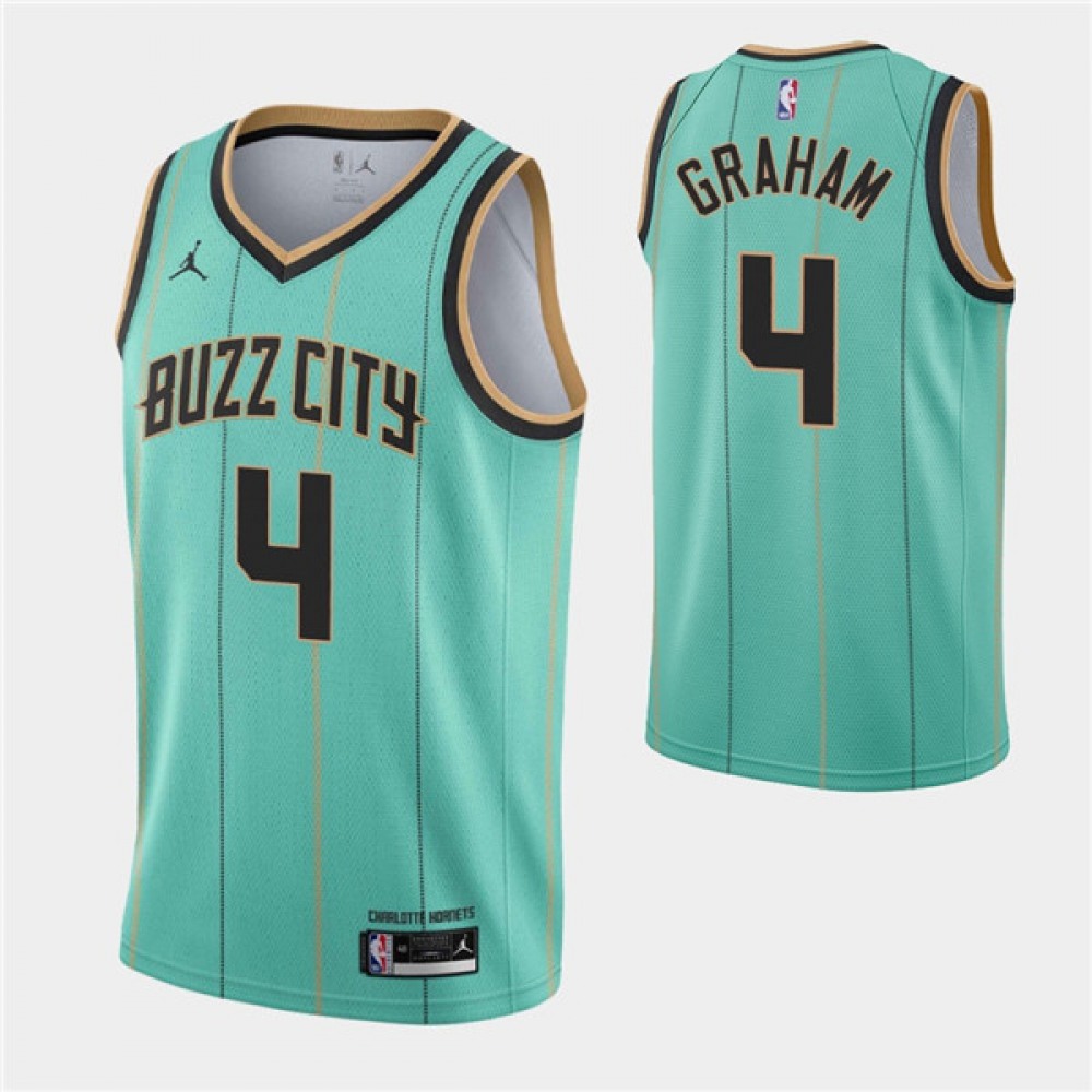 Men's Charlotte Hornets #4 Devonte'Graham 2020-21 Teal City Edition Swingman Stitched Jersey
