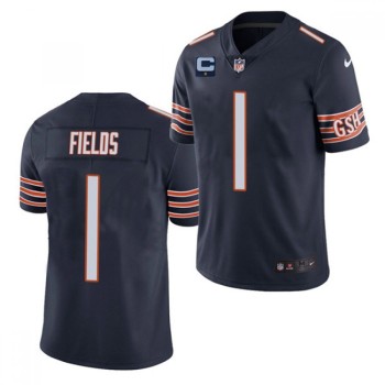 Men's Chicago Bears #1 Justin Fields 2022 Navy With 1-star C Patch Vapor Untouchable Limited Stitched Jersey Men's Chicago Bears #1 Justin Fields 2022 Navy With 1-star C Patch Vapor Untouchable Limited Stitched Jersey