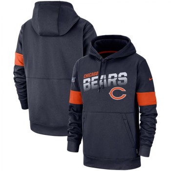 Men's Chicago Bears 2019 Navy 100th Season Sideline Team Logo Performance Pullover Hoodie Men's Chicago Bears 2019 Navy 100th Season Sideline Team Logo Performance Pullover Hoodie