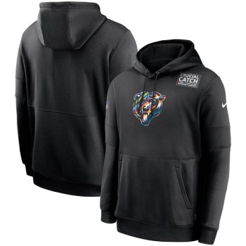 Men's Chicago Bears 2020 Black Crucial Catch Sideline Performance Pullover Hoodie Men's Chicago Bears 2020 Black Crucial Catch Sideline Performance Pullover Hoodie