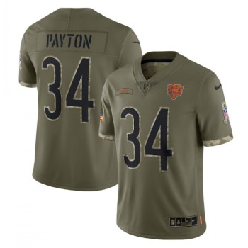 Men's Chicago Bears #34 Walter Payton Olive 2022 Salute To Service Limited Stitched Jersey Men's Chicago Bears #34 Walter Payton Olive 2022 Salute To Service Limited Stitched Jersey