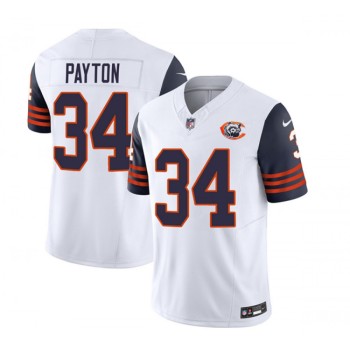 Men's Chicago Bears #34 Walter Payton White/Navy 2023 F.U.S.E. Throwback Limited Stitched Football Jersey Men's Chicago Bears #34 Walter Payton White/Navy 2023 F.U.S.E. Throwback Limited Stitched Football Jersey