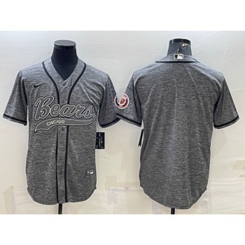 Men's Chicago Bears Blank Grey With Patch Cool Base Stitched Baseball Jersey Men's Chicago Bears Blank Grey With Patch Cool Base Stitched Baseball Jersey