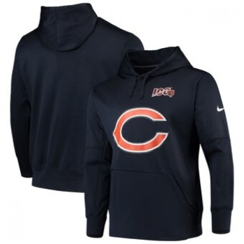 Men's Chicago Bears Navy 100th Season NFL Pullover Hoodie Men's Chicago Bears Navy 100th Season NFL Pullover Hoodie