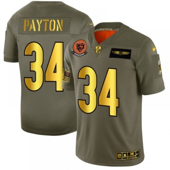Men's Chicago Bears #34 Walter Payton 2019 Olive/Gold Salute To Service Limited Stitched NFL Jersey Men's Chicago Bears #34 Walter Payton 2019 Olive/Gold Salute To Service Limited Stitched NFL Jersey