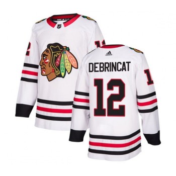 Men's Chicago Blackhawks #12 Alex DeBrincat White Stitched NHL Jersey Men's Chicago Blackhawks #12 Alex DeBrincat White Stitched NHL Jersey