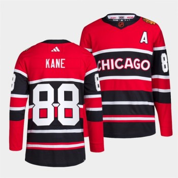 Men's Chicago Blackhawks #88 Patrick Kane Red Black 2022-23 Reverse Retro Stitched Jersey Men's Chicago Blackhawks #88 Patrick Kane Red Black 2022-23 Reverse Retro Stitched Jersey