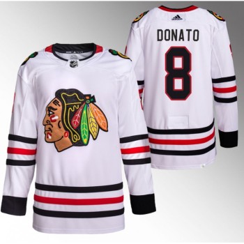 Men's Chicago Blackhawks #8 Ryan Donato White Stitched Hockey Jersey Men's Chicago Blackhawks #8 Ryan Donato White Stitched Hockey Jersey