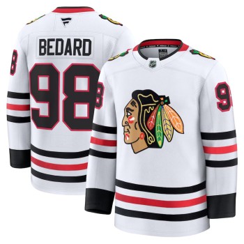 Men's Chicago Blackhawks #98 Connor Bedard White Stitched Hockey Jersey Men's Chicago Blackhawks #98 Connor Bedard White Stitched Hockey Jersey