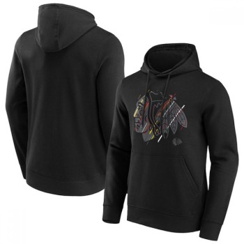 Men's Chicago Blackhawks Black Etch Hoodie Men's Chicago Blackhawks Black Etch Hoodie