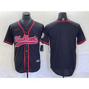 Men's Chicago Blackhawks Blank Black Cool Base Stitched Baseball Jersey Men's Chicago Blackhawks Blank Black Cool Base Stitched Baseball Jersey
