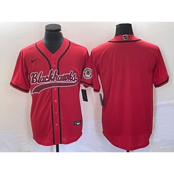 Men's Chicago Blackhawks Blank Red Cool Base Stitched Baseball Jersey Men's Chicago Blackhawks Blank Red Cool Base Stitched Baseball Jersey