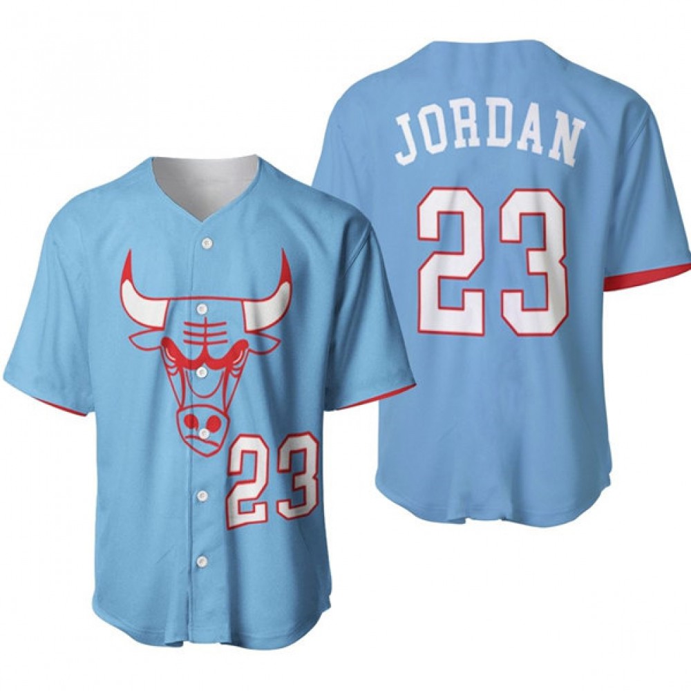 Men's Chicago Bulls #23 Michael Jordan Blue City Edition Stitched Baseball Jersey