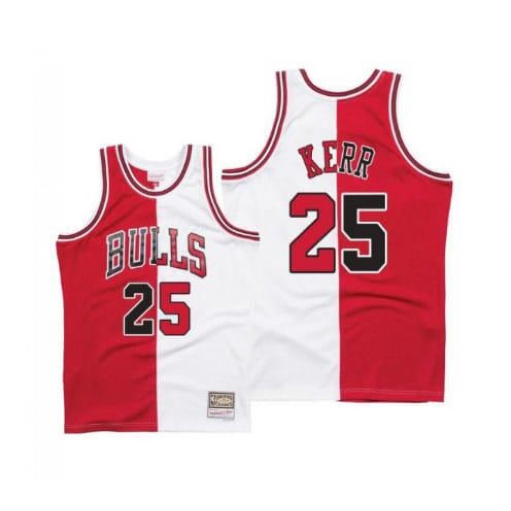 Men's Chicago Bulls #25 Steve Kerr White/Red Throwback Stitched Jersey