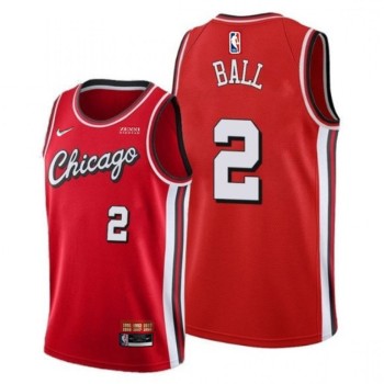Men's Chicago Bulls #2 Lonzo Ball City Edition 75th Anniversary Red Swingman Stitched Basketball Jersey Men's Chicago Bulls #2 Lonzo Ball City Edition 75th Anniversary Red Swingman Stitched Basketball Jersey