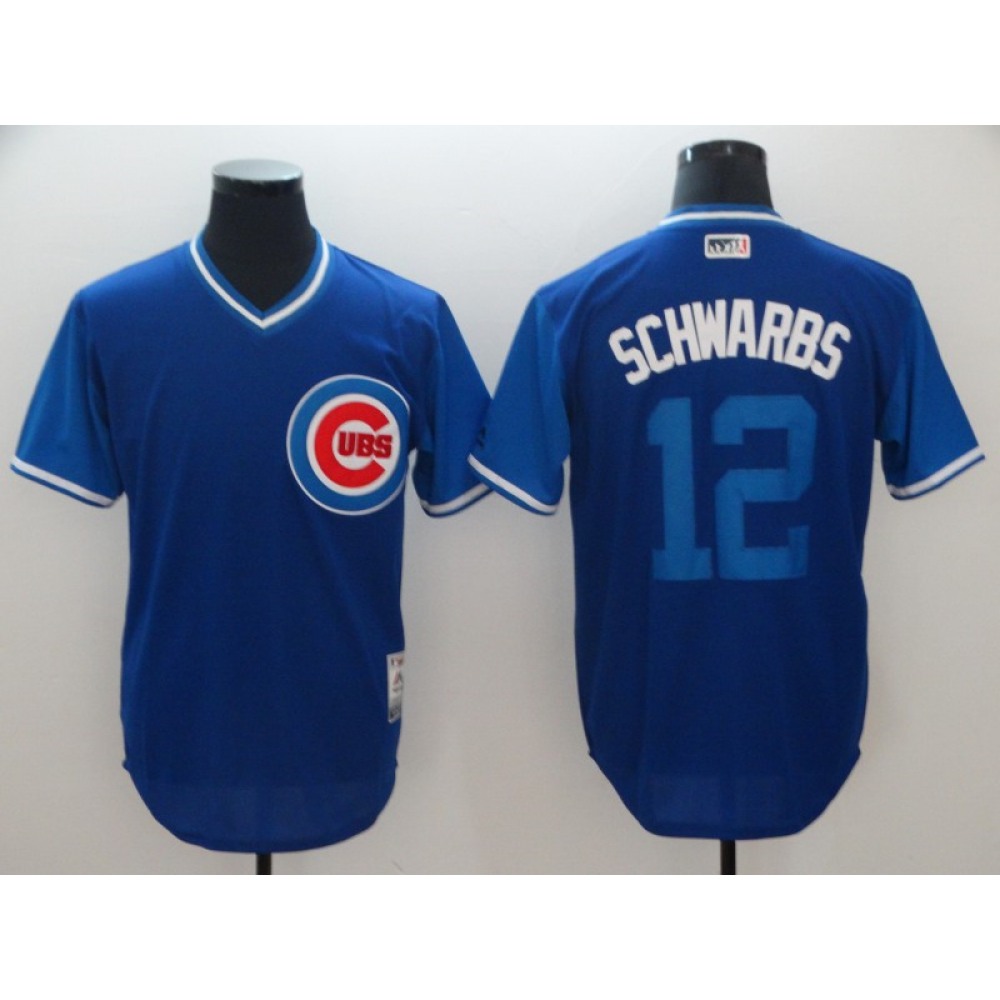 Men's Chicago Cubs #12 Kyle Schwarber Royal 