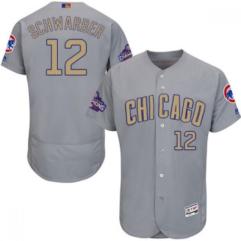 Men's Chicago Cubs #12 Kyle Schwarber World Series Champions Grey Program Flexbase Stitched MLB Jersey Men's Chicago Cubs #12 Kyle Schwarber World Series Champions Grey Program Flexbase Stitched MLB Jersey