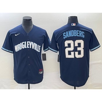 Men's Chicago Cubs #23 Ryne Sandberg Navy City Connect Cool Base Stitched Baseball Jersey Men's Chicago Cubs #23 Ryne Sandberg Navy City Connect Cool Base Stitched Baseball Jersey