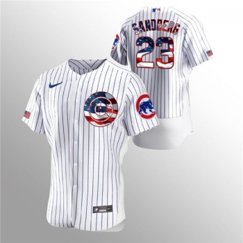 Men's Chicago Cubs #23 Ryne Sandberg White 2020 Stars & Stripes Flex Base Stitched Jersey Men's Chicago Cubs #23 Ryne Sandberg White 2020 Stars & Stripes Flex Base Stitched Jersey