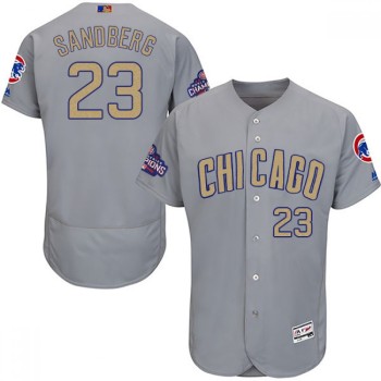 Men's Chicago Cubs #23 Ryne Sandberg World Series Champions Grey Program Flexbase Stitched MLB Jersey Men's Chicago Cubs #23 Ryne Sandberg World Series Champions Grey Program Flexbase Stitched MLB Jersey