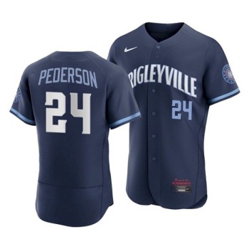 Men's Chicago Cubs #24 Joc Pederson 2021 Navy City Connect Stitched Jersey Men's Chicago Cubs #24 Joc Pederson 2021 Navy City Connect Stitched Jersey