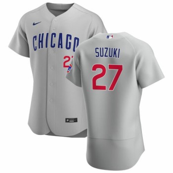 Men's Chicago Cubs #27 Seiya Suzuki Grey Flex Base Stitched Jersey Men's Chicago Cubs #27 Seiya Suzuki Grey Flex Base Stitched Jersey