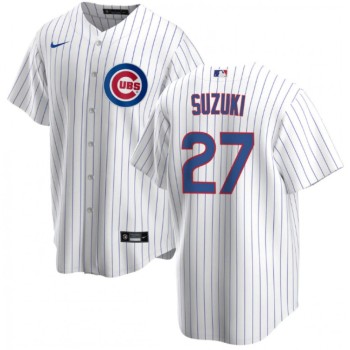 Men's Chicago Cubs #27 Seiya Suzuki White Cool Base Stitched Baseball Jersey Men's Chicago Cubs #27 Seiya Suzuki White Cool Base Stitched Baseball Jersey