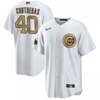 Men's Chicago Cubs #40 Willson Contreras 2022 All-Star White Cool Base Stitched Baseball Jersey Men's Chicago Cubs #40 Willson Contreras 2022 All-Star White Cool Base Stitched Baseball Jersey