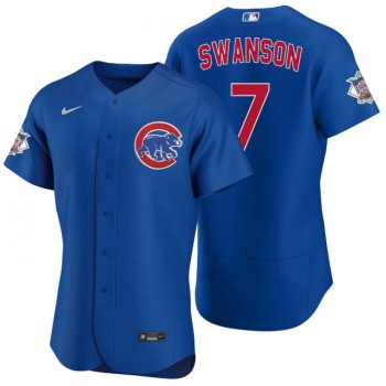 Men's Chicago Cubs #7 Dansby Swanson Royal Flex Base Stitched Baseball Jersey Men's Chicago Cubs #7 Dansby Swanson Royal Flex Base Stitched Baseball Jersey
