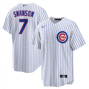 Men's Chicago Cubs #7 Dansby Swanson White Cool Base Stitched Baseball Jersey Men's Chicago Cubs #7 Dansby Swanson White Cool Base Stitched Baseball Jersey
