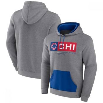 Men's Chicago Cubs Heathered Gray iconic Steppin Up Fleece Pullover Hoodie Men's Chicago Cubs Heathered Gray iconic Steppin Up Fleece Pullover Hoodie