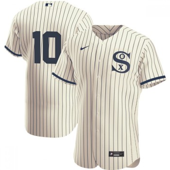 Men's Chicago White Sox #10 Yoan Moncada 2021 Cream/Navy Field of Dreams Flex Base Stitched Jersey Men's Chicago White Sox #10 Yoan Moncada 2021 Cream/Navy Field of Dreams Flex Base Stitched Jersey