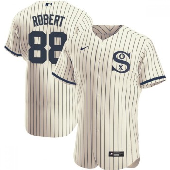 Men's Chicago White Sox #88 Luis Robert 2021 Cream/Navy Field of Dreams Name&Number Flex Base Stitched Jersey Men's Chicago White Sox #88 Luis Robert 2021 Cream/Navy Field of Dreams Name&Number Flex Base Stitched Jersey