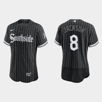 Men's Chicago White Sox #8 Bo Jackson Black 2021 City Connect Flex Base Stitched Jersey Men's Chicago White Sox #8 Bo Jackson Black 2021 City Connect Flex Base Stitched Jersey