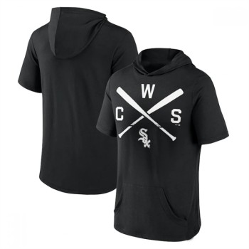 Men's Chicago White Sox Black Short Sleeve Pullover Hoodie Men's Chicago White Sox Black Short Sleeve Pullover Hoodie