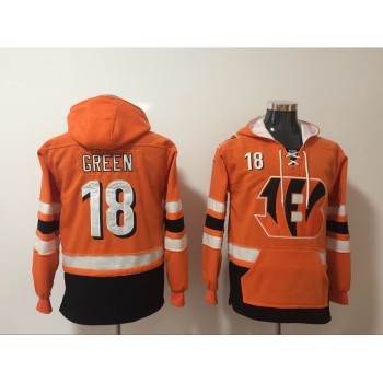 Men's Cincinnati Bengals #18 A.J. Green Orange All Stitched NFL Hoodie Sweatshirt Men's Cincinnati Bengals #18 A.J. Green Orange All Stitched NFL Hoodie Sweatshirt