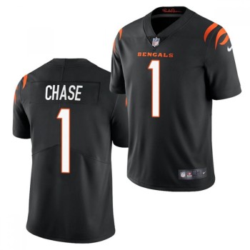Men's Cincinnati Bengals #1 Ja'Marr Chase 2021 NFL Draft Black Vapor Untouchable Limited Stitched Jersey Men's Cincinnati Bengals #1 Ja'Marr Chase 2021 NFL Draft Black Vapor Untouchable Limited Stitched Jersey