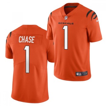 Men's Cincinnati Bengals #1 Ja'Marr Chase 2021 NFL Draft Orange Vapor Untouchable Limited Stitched Jersey Men's Cincinnati Bengals #1 Ja'Marr Chase 2021 NFL Draft Orange Vapor Untouchable Limited Stitched Jersey