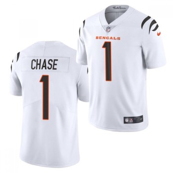 Men's Cincinnati Bengals #1 Ja'Marr Chase 2021 NFL Draft White Vapor Untouchable Limited Stitched Jersey Men's Cincinnati Bengals #1 Ja'Marr Chase 2021 NFL Draft White Vapor Untouchable Limited Stitched Jersey