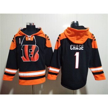Men's Cincinnati Bengals #1 Ja'Marr Chase Orange/Black Ageless Must-Have Lace-Up Pullover Hoodie Men's Cincinnati Bengals #1 Ja'Marr Chase Orange/Black Ageless Must-Have Lace-Up Pullover Hoodie