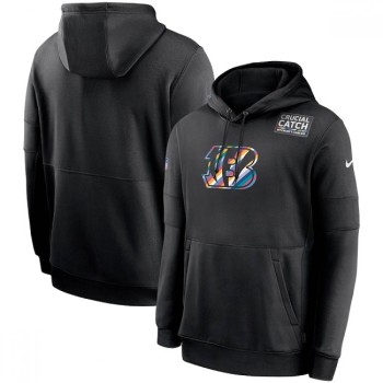 Men's Cincinnati Bengals 2020 Black Crucial Catch Sideline Performance Pullover Hoodie Men's Cincinnati Bengals 2020 Black Crucial Catch Sideline Performance Pullover Hoodie
