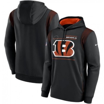 Men's Cincinnati Bengals 2021 Black Sideline Logo Performance Pullover Hoodie Men's Cincinnati Bengals 2021 Black Sideline Logo Performance Pullover Hoodie