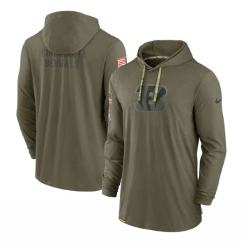 Men's Cincinnati Bengals 2022 Olive Salute to Service Tonal Pullover Hoodie Men's Cincinnati Bengals 2022 Olive Salute to Service Tonal Pullover Hoodie